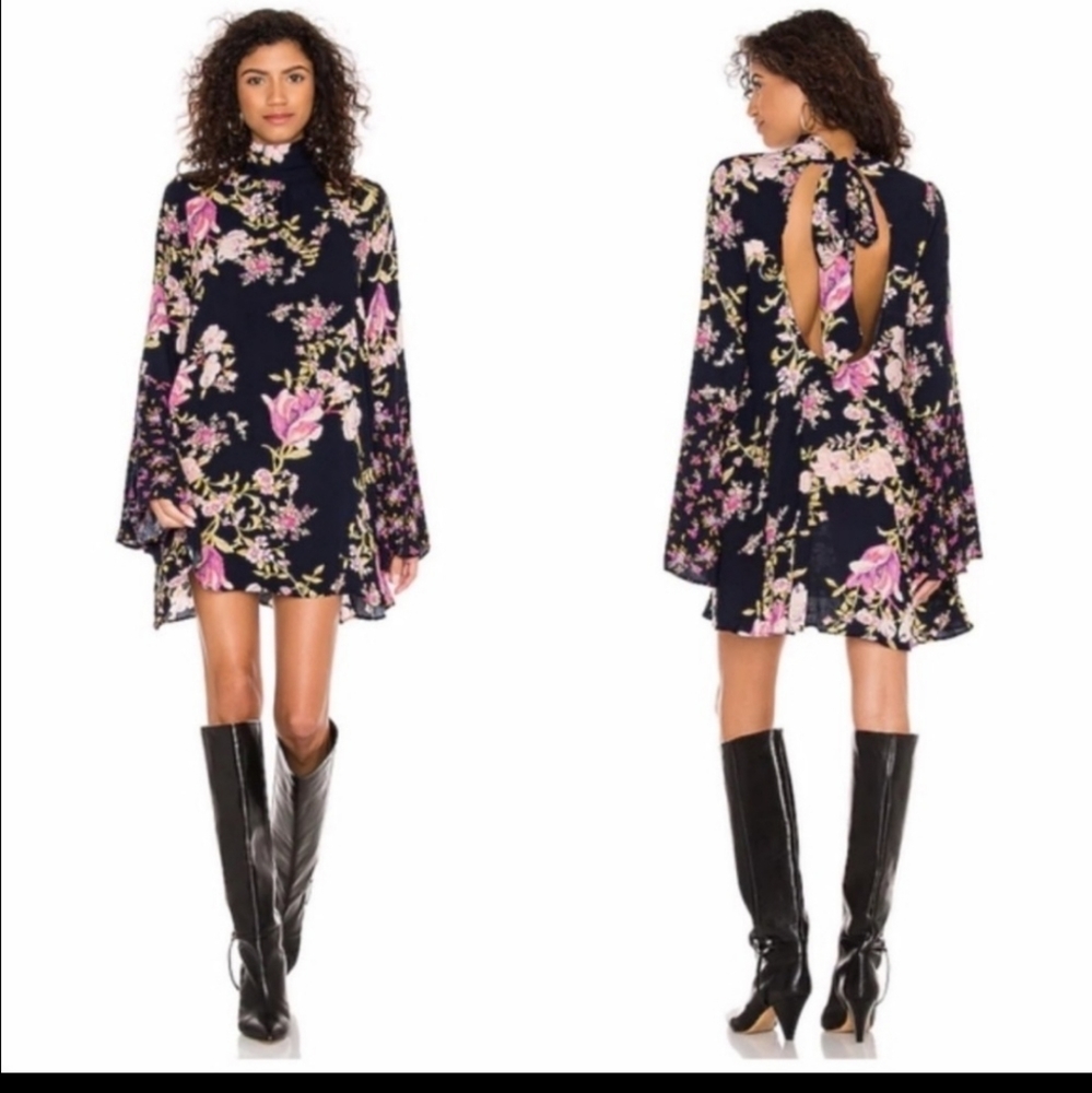 Free People Floral Tunic Mini Dress Top Size S
